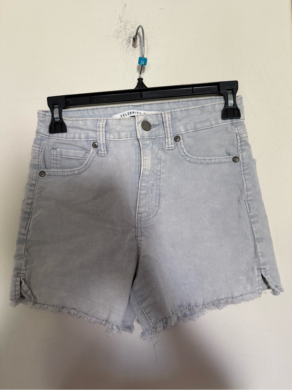 Celebrity Pink Light Gray High-Rise Denim Cutoff Shorts